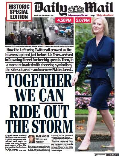 Daily Mail Newspaper Front Page (UK) for 7 September 2022