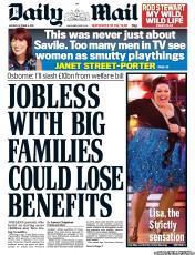 Daily Mail (UK) Newspaper Front Page for 8 October 2012