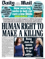 Daily Mail (UK) Newspaper Front Page for 8 October 2013