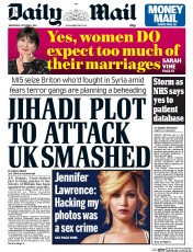 Daily Mail (UK) Newspaper Front Page for 8 October 2014