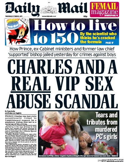 Daily Mail Newspaper Front Page (UK) for 8 October 2015