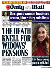 Daily Mail (UK) Newspaper Front Page for 8 November 2013