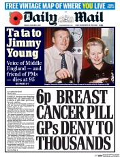 Daily Mail (UK) Newspaper Front Page for 8 November 2016