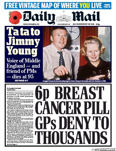 Daily Mail Newspaper Front Page (UK) for 8 November 2016