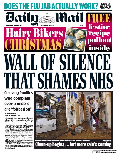 Daily Mail Newspaper Front Page (UK) for 8 December 2015