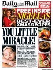 Daily Mail (UK) Newspaper Front Page for 8 December 2018
