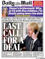 Daily Mail (UK) Newspaper Front Page for 8 December 2020