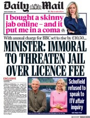 Daily Mail front page for 8 December 2023