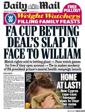 Daily Mail (UK) Newspaper Front Page for 8 January 2020