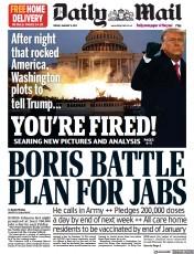 Daily Mail (UK) Newspaper Front Page for 8 January 2021