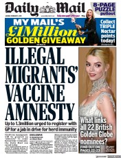 Daily Mail (UK) Newspaper Front Page for 8 February 2021