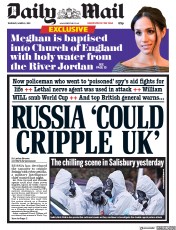 Daily Mail (UK) Newspaper Front Page for 8 March 2018