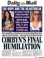 Daily Mail (UK) Newspaper Front Page for 8 March 2019