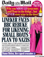 Daily Mail (UK) Newspaper Front Page for 8 March 2023