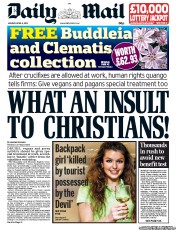 Daily Mail (UK) Newspaper Front Page for 8 April 2013