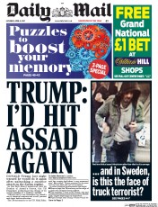 Daily Mail (UK) Newspaper Front Page for 8 April 2017