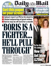 Daily Mail (UK) Newspaper Front Page for 8 April 2020