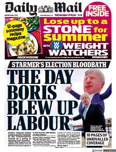 Daily Mail Newspaper Front Page (UK) for 8 May 2021