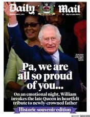Daily Mail (UK) Newspaper Front Page for 8 May 2023