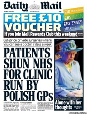 Daily Mail (UK) Newspaper Front Page for 8 June 2013