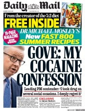 Daily Mail (UK) Newspaper Front Page for 8 June 2019
