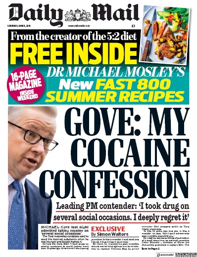 Daily Mail Newspaper Front Page (UK) for 8 June 2019
