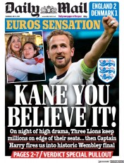 Daily Mail (UK) Newspaper Front Page for 8 July 2021