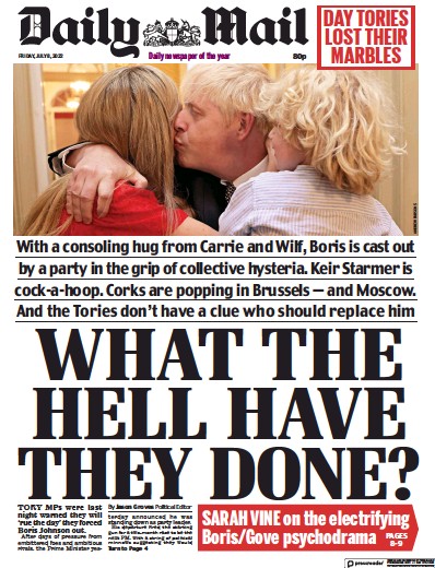 Daily Mail Newspaper Front Page (UK) for 8 July 2022