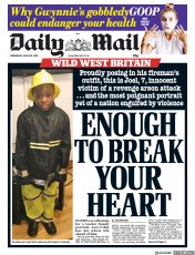 Daily Mail (UK) Newspaper Front Page for 8 August 2018