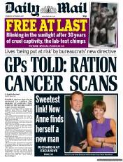 Daily Mail (UK) Newspaper Front Page for 8 September 2011