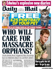 Daily Mail (UK) Newspaper Front Page for 8 September 2012