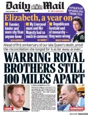 Daily Mail front page for 8 September 2023