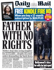 Daily Mail (UK) Newspaper Front Page for 9 December 2013