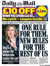 Daily Mail (UK) Newspaper Front Page for 9 December 2021