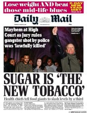 Daily Mail (UK) Newspaper Front Page for 9 January 2014