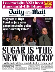 Daily Mail Newspaper Front Page (UK) for 9 January 2014