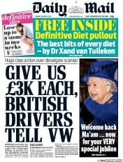 Daily Mail (UK) Newspaper Front Page for 9 January 2017