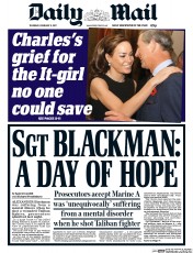 Daily Mail (UK) Newspaper Front Page for 9 February 2017
