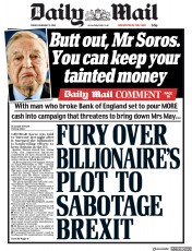 Daily Mail (UK) Newspaper Front Page for 9 February 2018