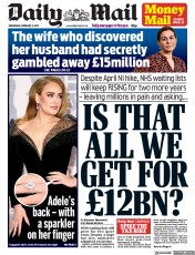 Daily Mail (UK) Newspaper Front Page for 9 February 2022