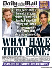 Daily Mail (UK) Newspaper Front Page for 9 March 2021