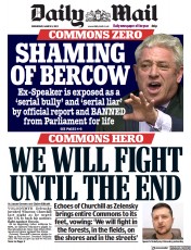 Daily Mail (UK) Newspaper Front Page for 9 March 2022