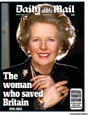 Daily Mail (UK) Newspaper Front Page for 9 April 2013