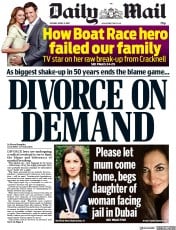 Daily Mail (UK) Newspaper Front Page for 9 April 2019