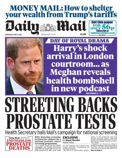 Daily Mail Newspaper Front Page (UK) for 9 April 2025