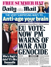 Daily Mail (UK) Newspaper Front Page for 9 May 2016