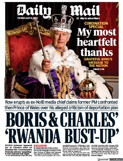 Daily Mail Newspaper Front Page (UK) for 9 May 2023
