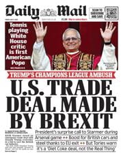 Daily Mail front page for 9 May 2025