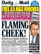Daily Mail (UK) Newspaper Front Page for 9 July 2011