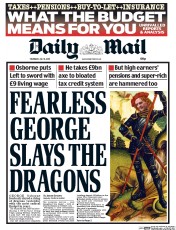 Daily Mail Newspaper Front Page (UK) for 9 July 2015